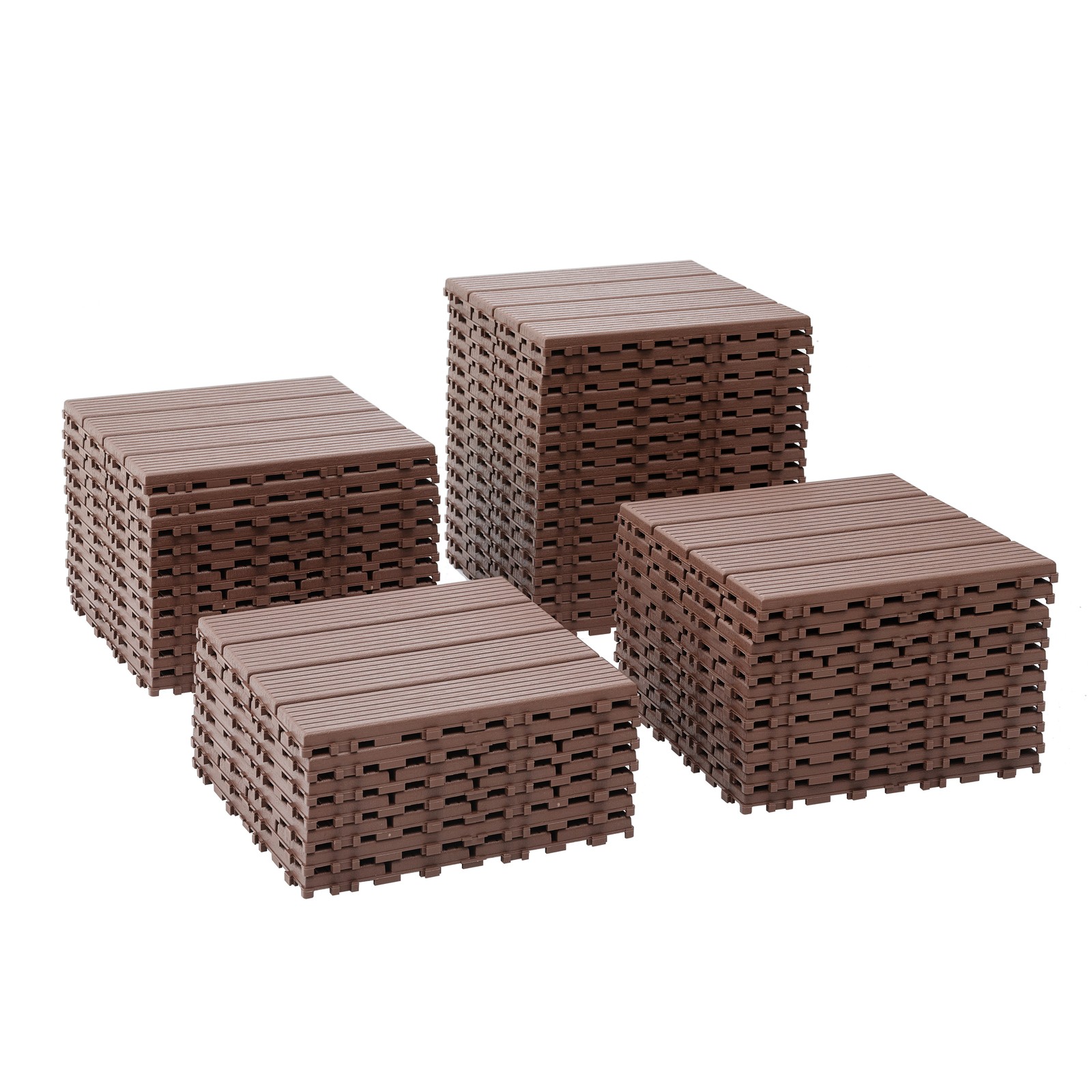44Pcs Plastic Patio Deck Tiles 12″ x 12″ Interlocking Flooring Indoor/Outdoor B