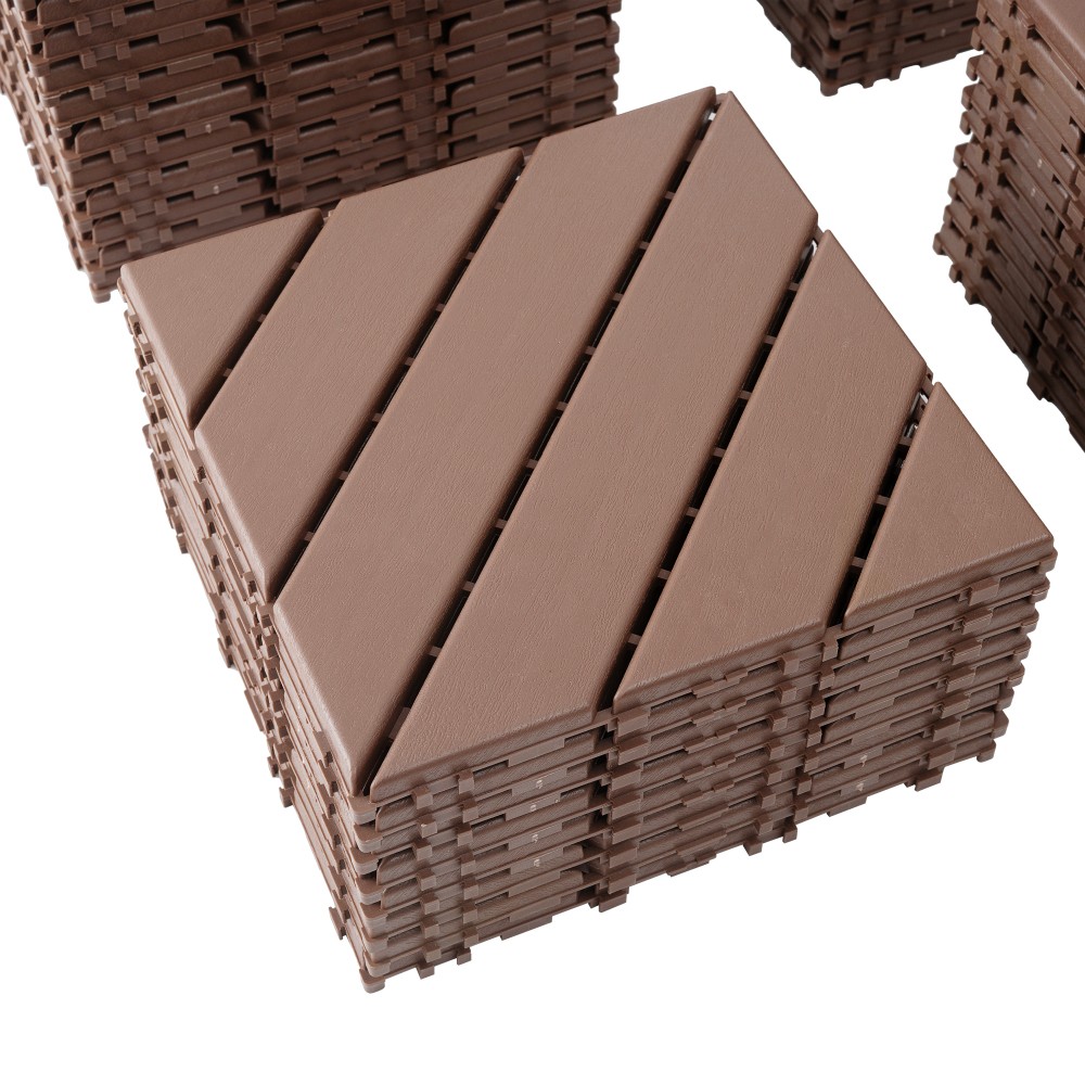 44Pcs Plastic Interlocking Deck Tiles Patio Deck Tiles,12″x12″ Square Waterproof