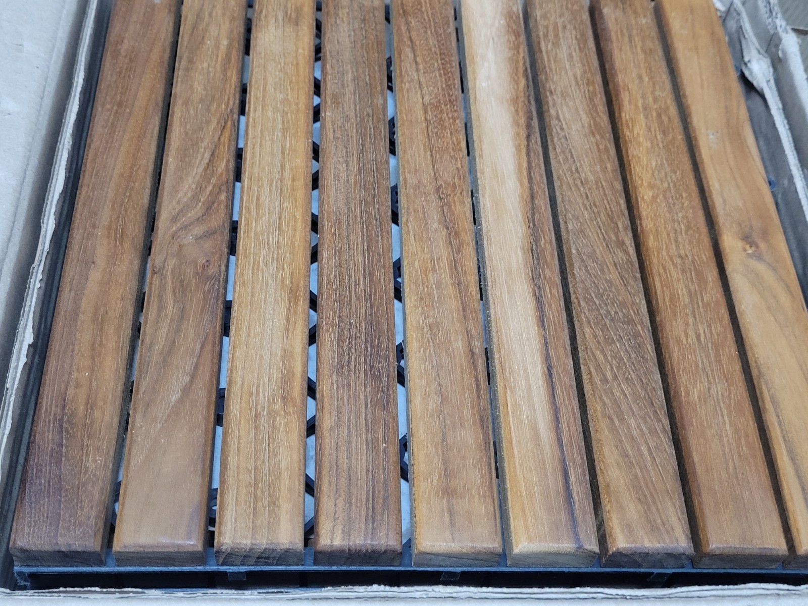 Bare Decor U Snap Interlocking Flooring Tiles Genuine Teak Wood WF2004 Finish