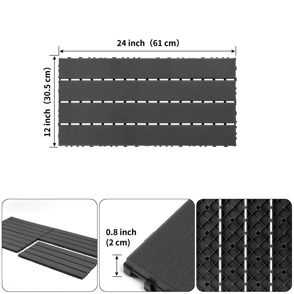22 Pieces of Outdoor Terrace Deck Tiles, DIY Interlocking Decking Floor Tiles