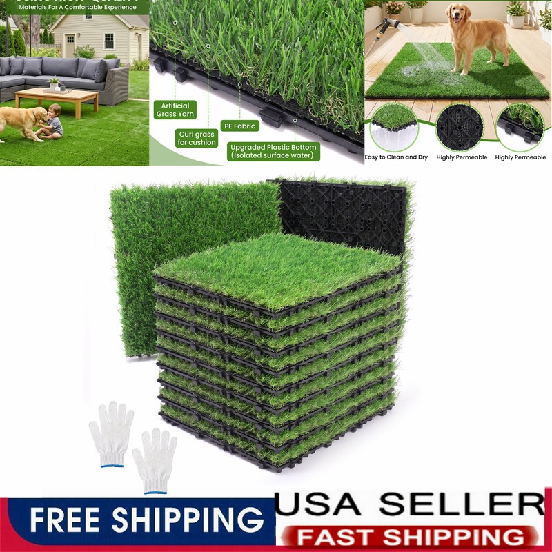Interlocking Deck Tiles Artificial Grass Grass Outdoor Garden Patio Floor 12×12″