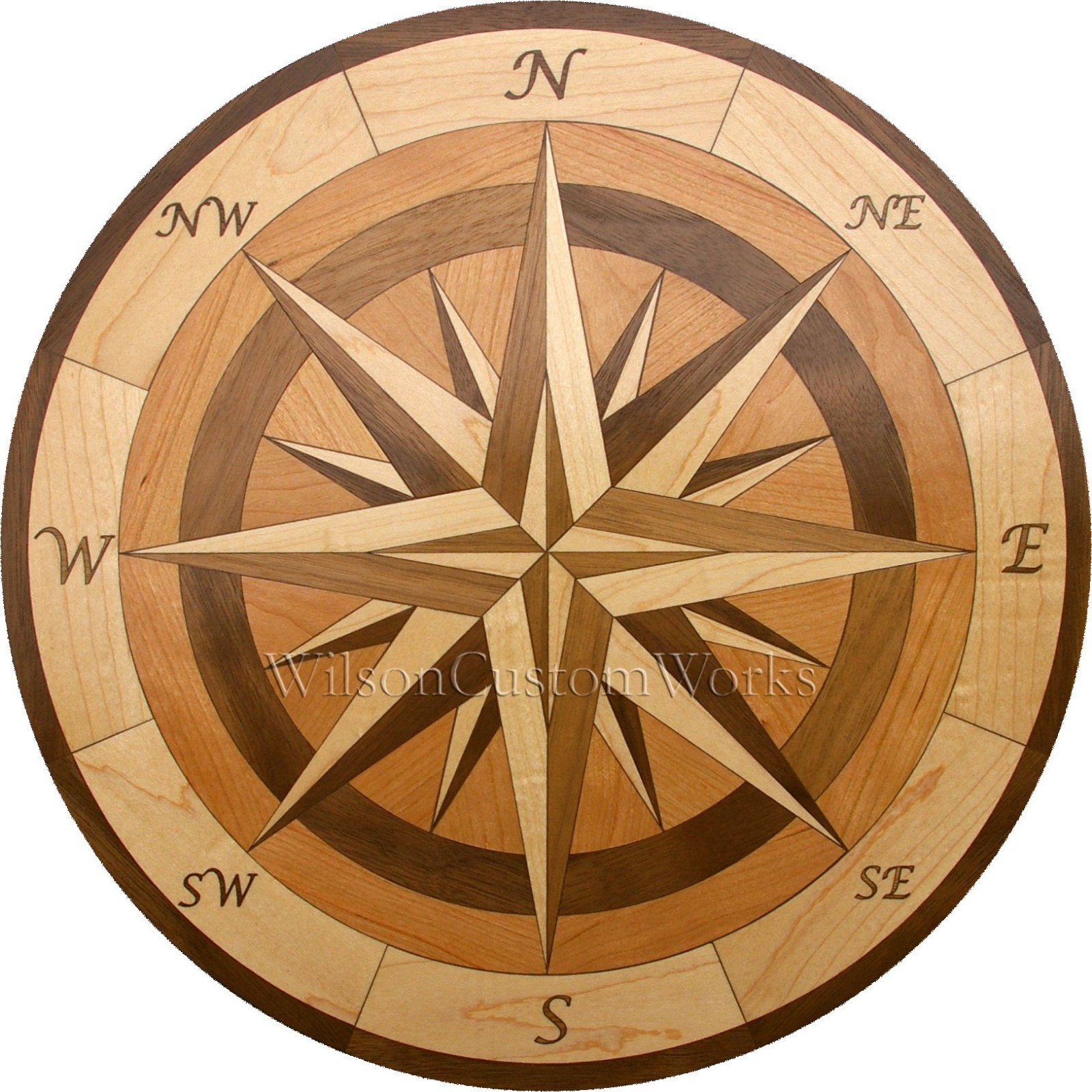 30″ Wood Floor Inlay 100 Piece Compass Medallion kit DIY Flooring Table Box