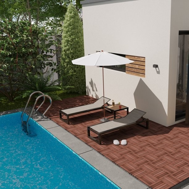 BuxWellBang 27pcs Wood Flooring Tiles for Indoor & Outdoor,11.8” x 11.8” x…