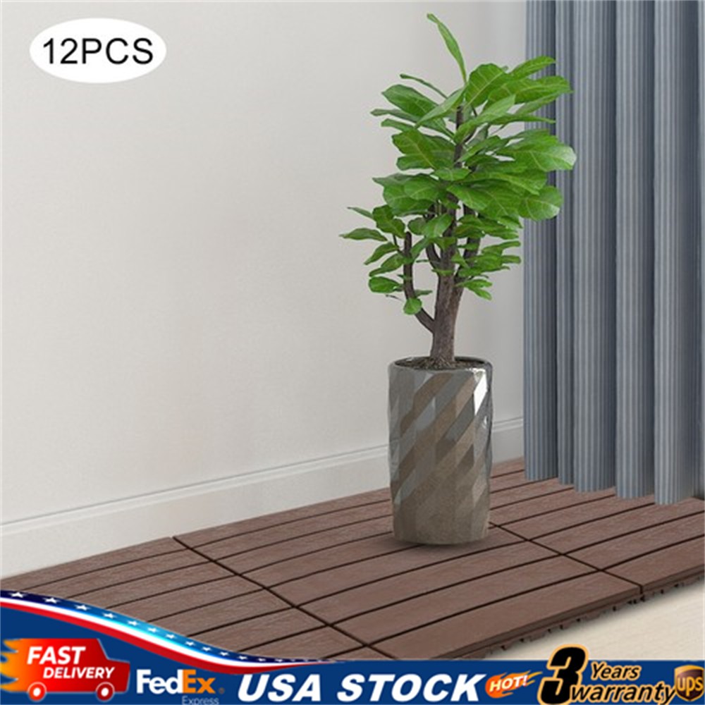 12Pcs Plastic Interlocking Deck Tiles 12×12 in Outdoor Patio Flooring Waterproof
