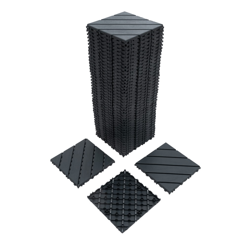 44Pcs Plastic Interlocking Deck Tiles Patio Deck Tiles,12″x12″ Square Waterproof
