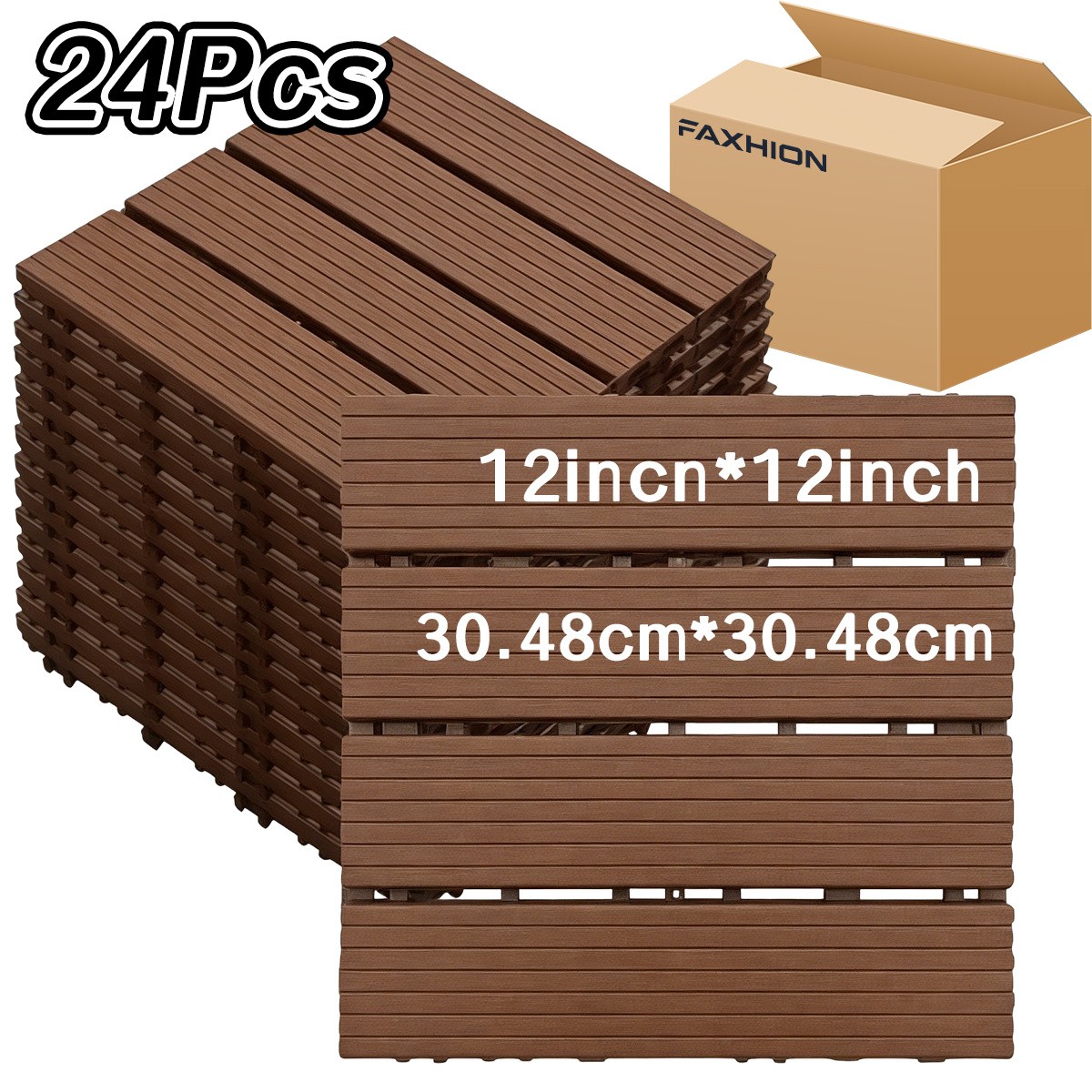 FAXHION 48/24 Pieces – 12 X 12 Interlocking Terrace Tiles