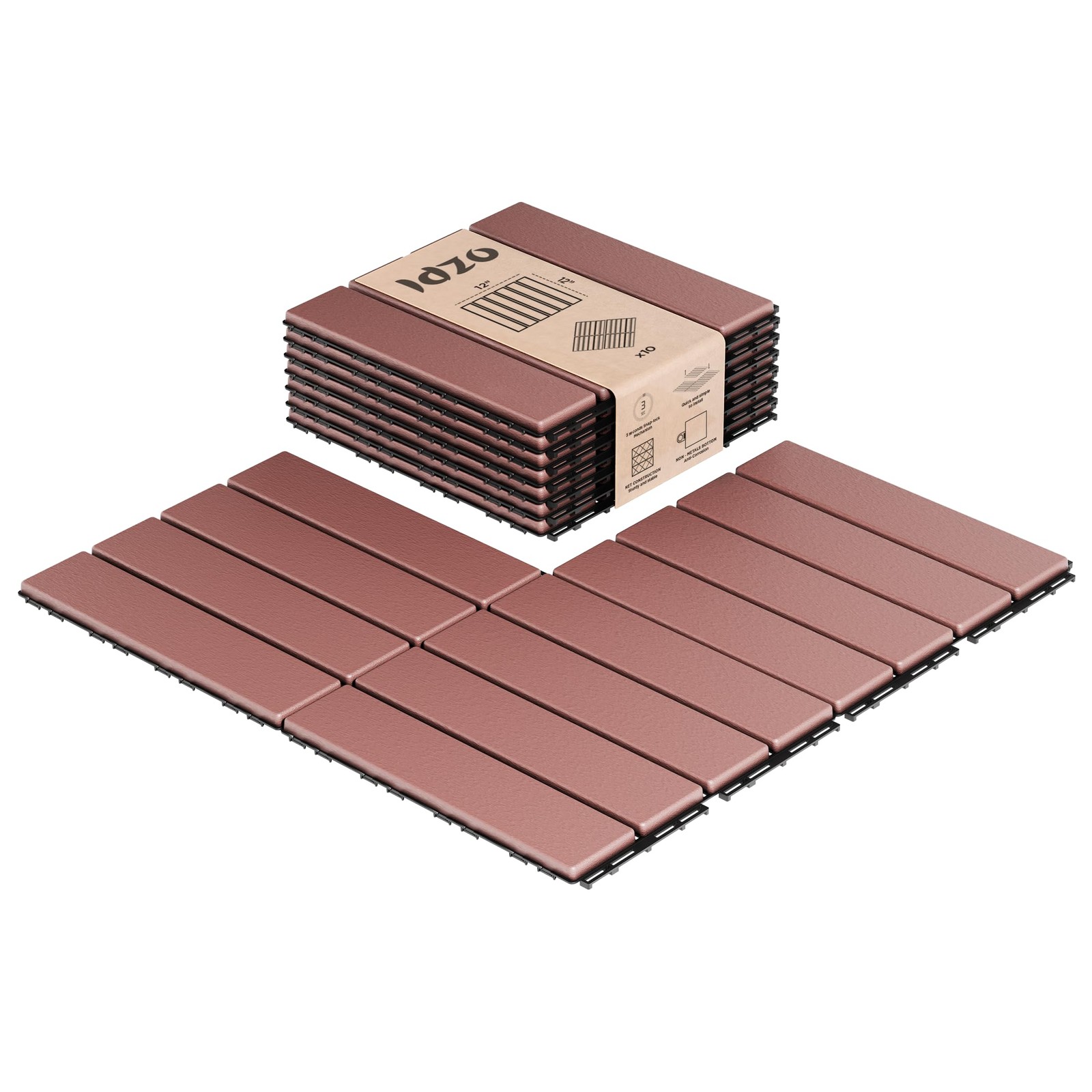 Plastic Interlocking Deck Tiles – 9PCS Waterproof Outdoor Flooring, All Weath…