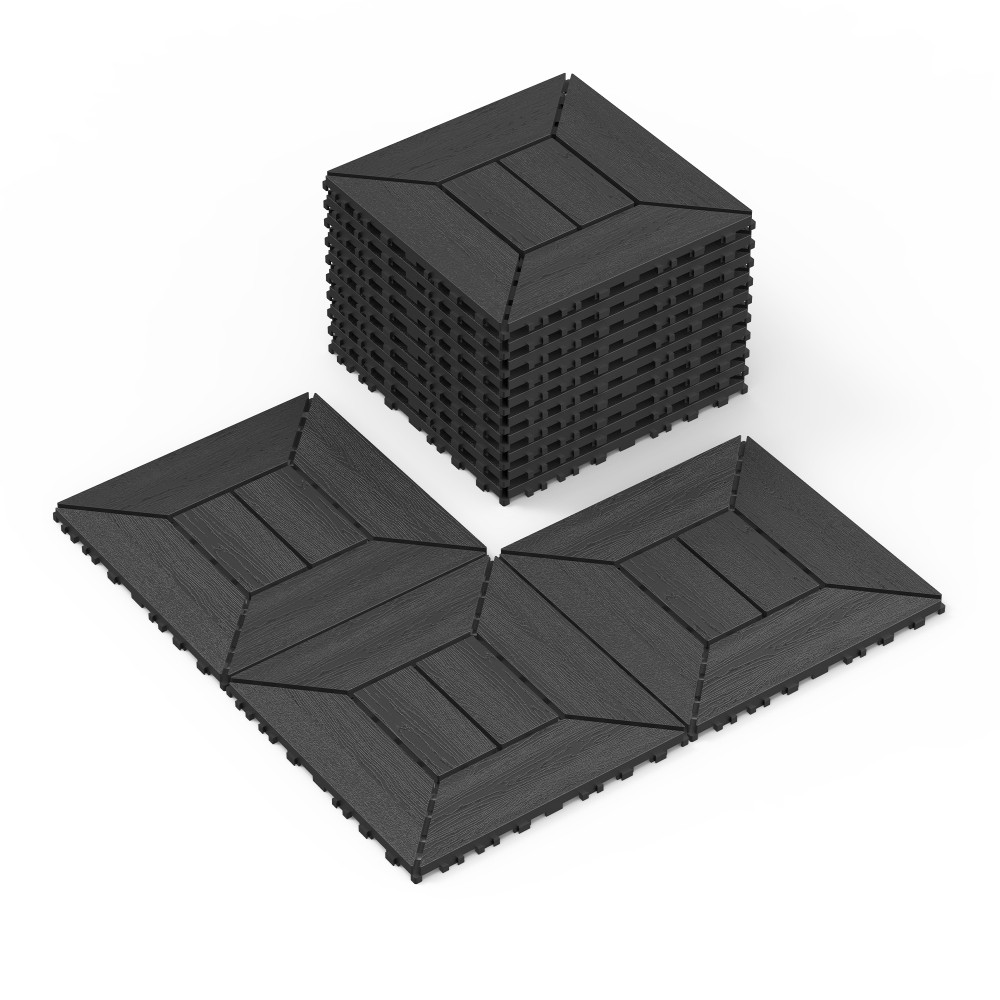 44x 12 Inch Balcony Deck Tiles, DIY Interlocking Deck Floor Tiles