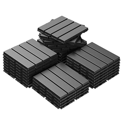 sq. ft Plastic Interlocking Deck Tiles，PCS Waterproof 12″*12″ 27 Dark Gray