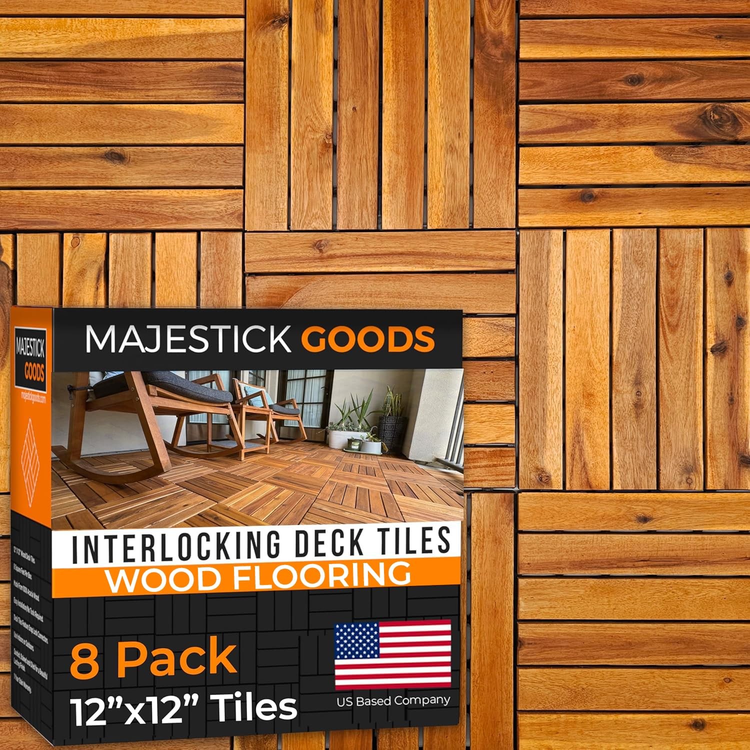 Interlocking Long Slat Deck Tiles, Acacia Wood Interlocking Deck Tiles – Easy…