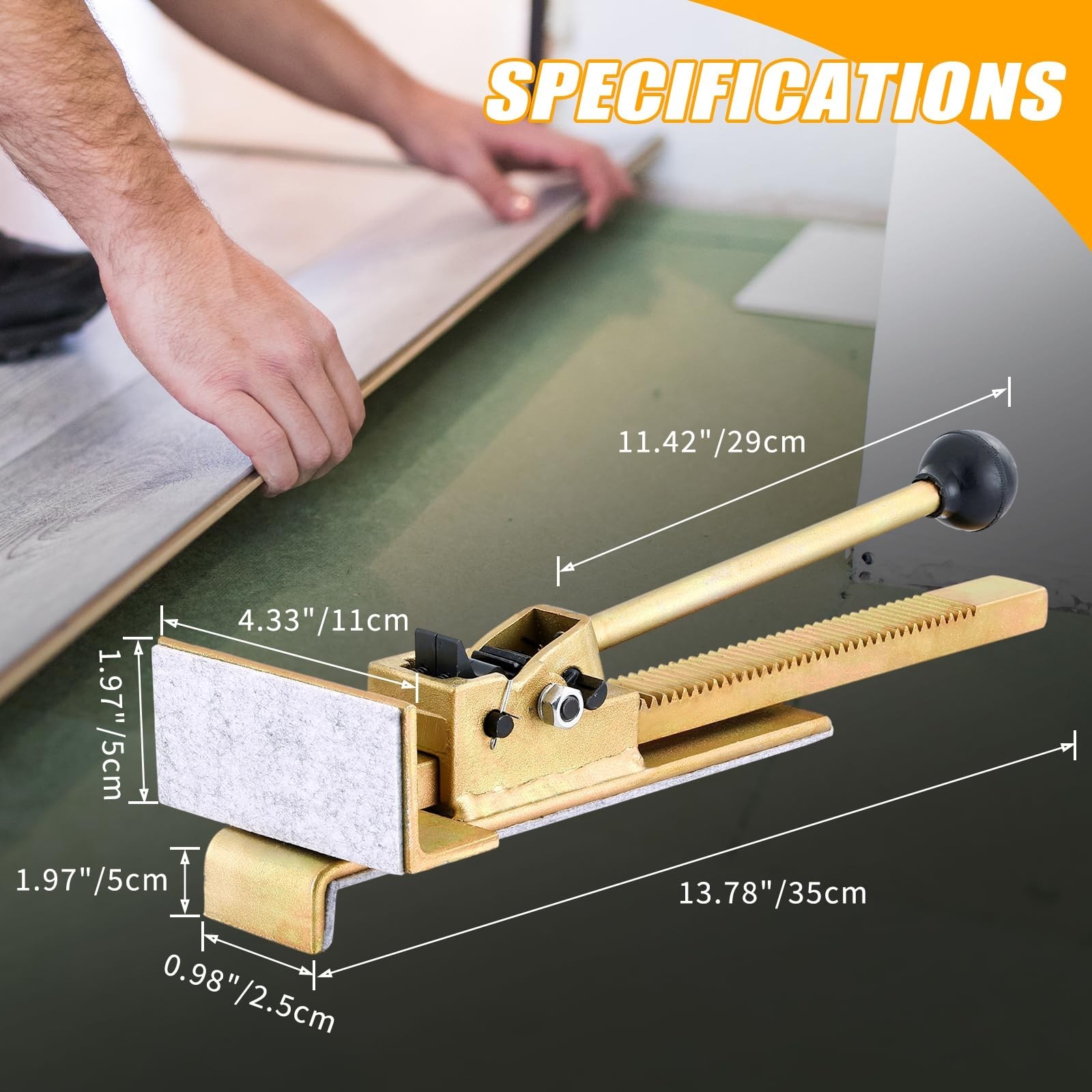 Flooring Jack Tool with Protective Pad – Scratch-Resistant, Easy Ratcheting for