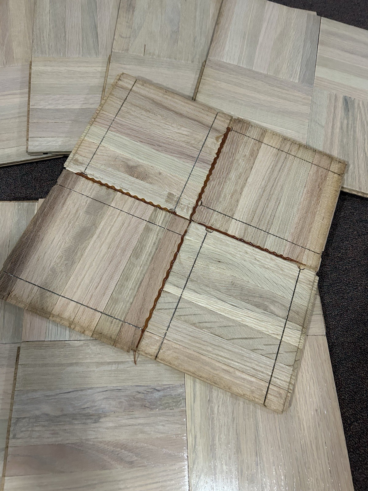 OAK PARQUET FLOOR: 10 SQ FT 12x12x5/16 Savannah Alabaster Tiles NEW!