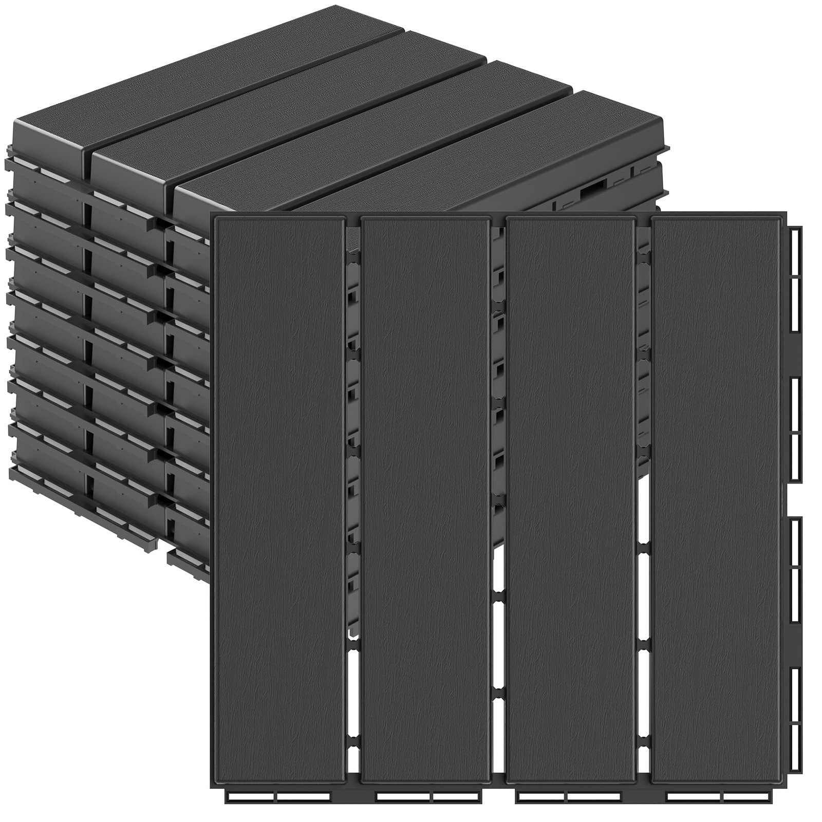 Plastic Interlocking Deck Tiles 12″x12″ Waterproof 9 Pack – Durable Outdoor