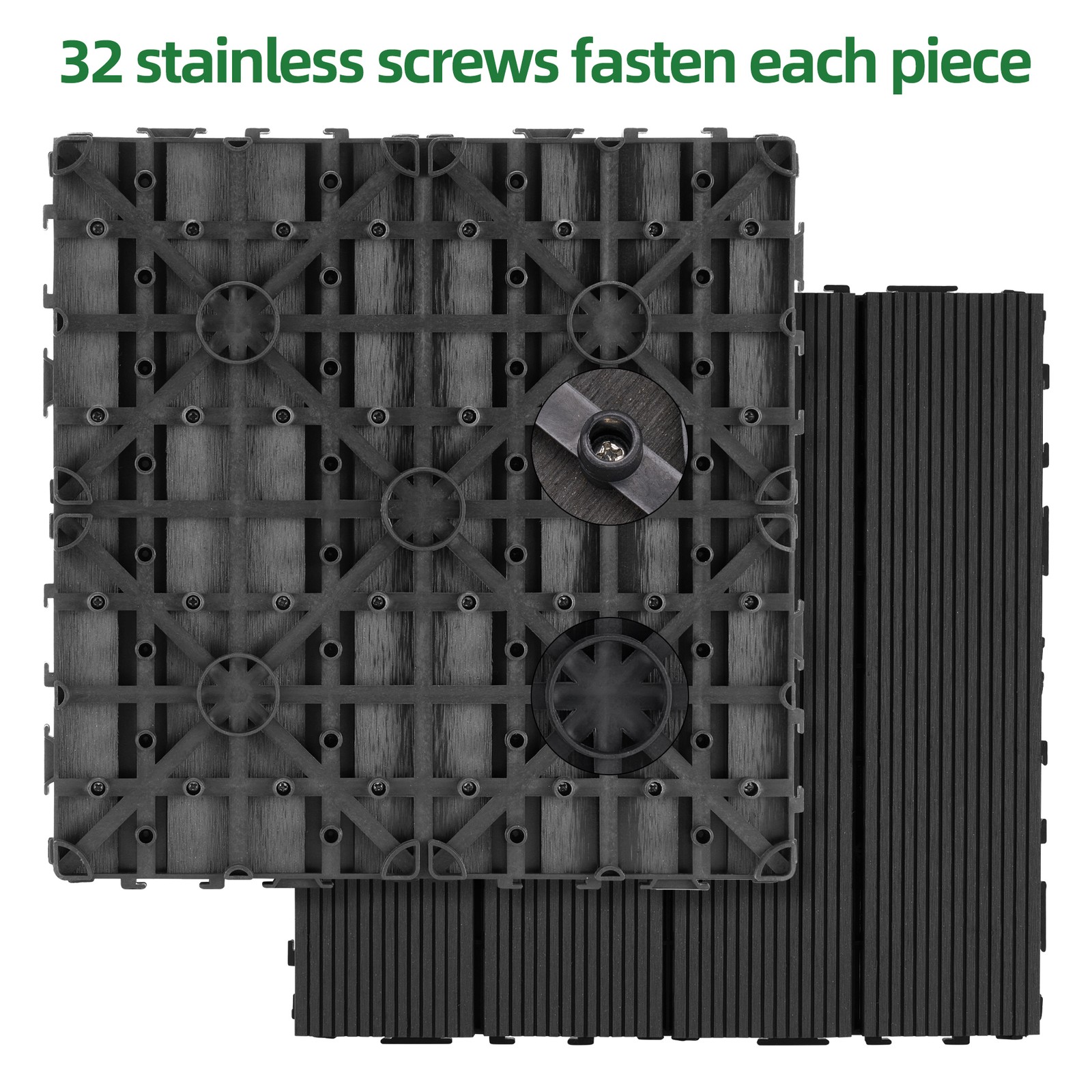 9Pcs Interlocking Deck Tiles, Waterproof Outdoor Indoor Flooring