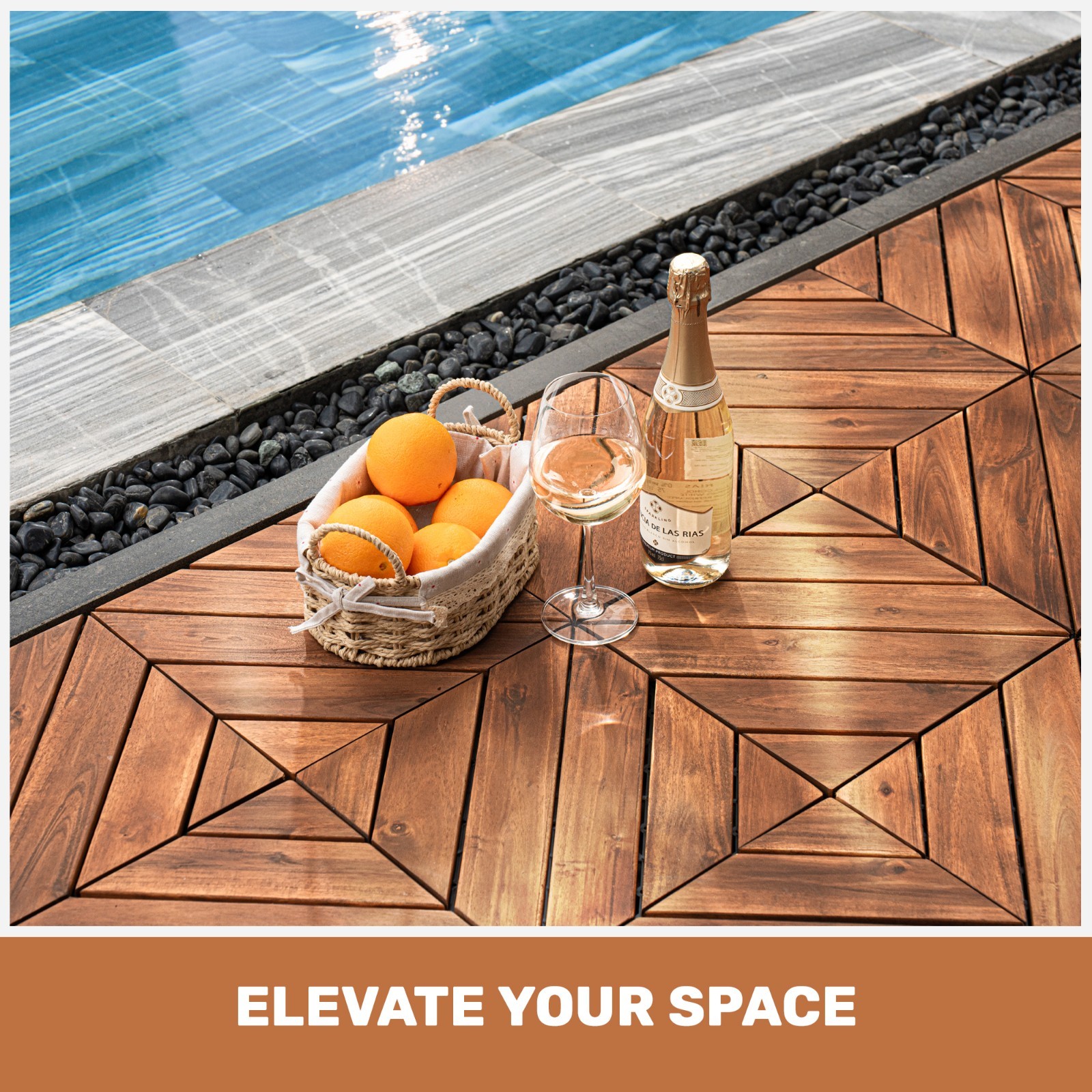 10pcs Interlocking Deck Tiles 12″ x 12″ Outdoor Decking For Garden, Pool,Balcony
