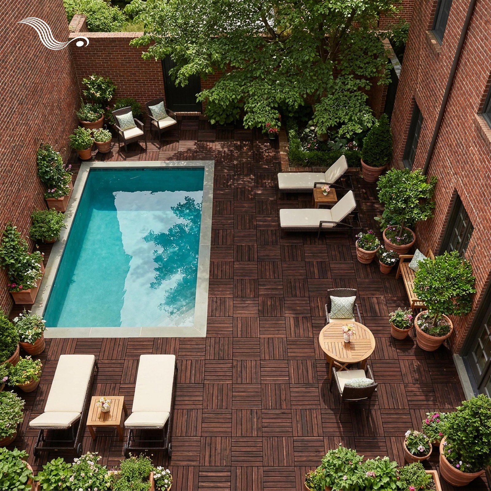 Natural Acacia 12×12 Interlocking Wood Deck Tiles for Balcony, Garden, Patio,…