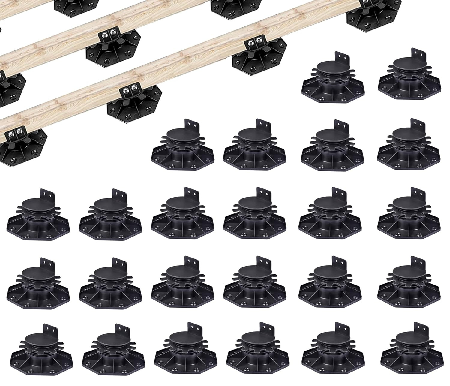 Adjustable Deck Support Plastic Pedestal Paver, 24 PCS, 1-3/16″ to 2-3/8″ Lev…