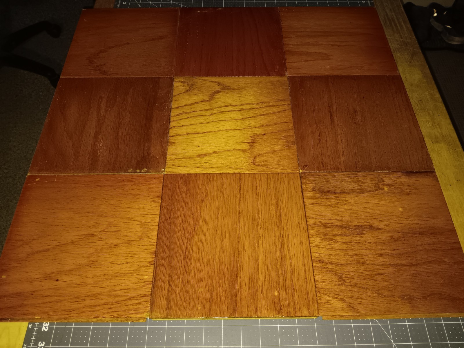9 USED Vtg. BRUCE Oak 9×9 Parquet Floor Tiles REFINISHED flooring MCM