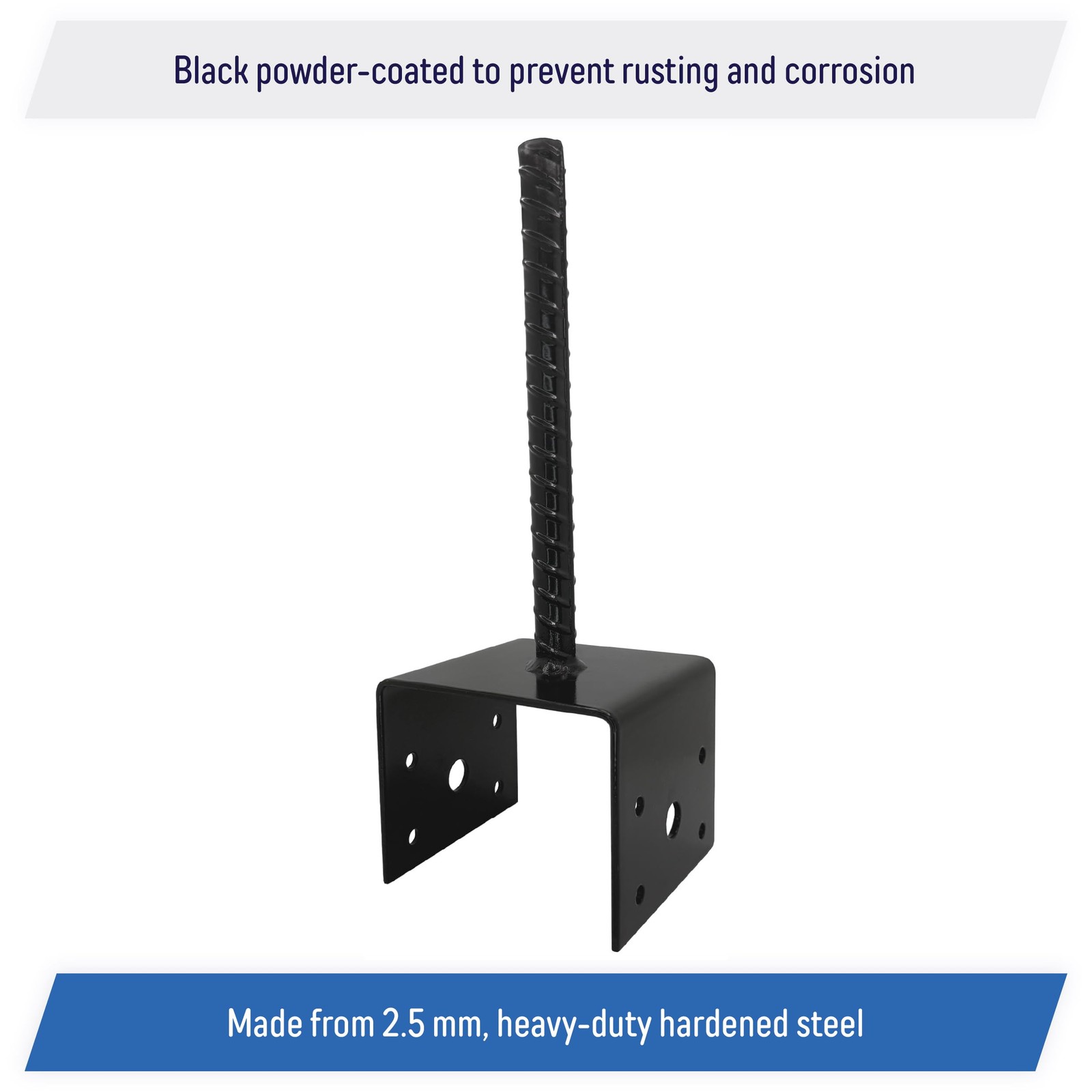 U Shaped 4×4 Deck Post Concrete Anchor Spike, Fence Post Base, Black Powder C…