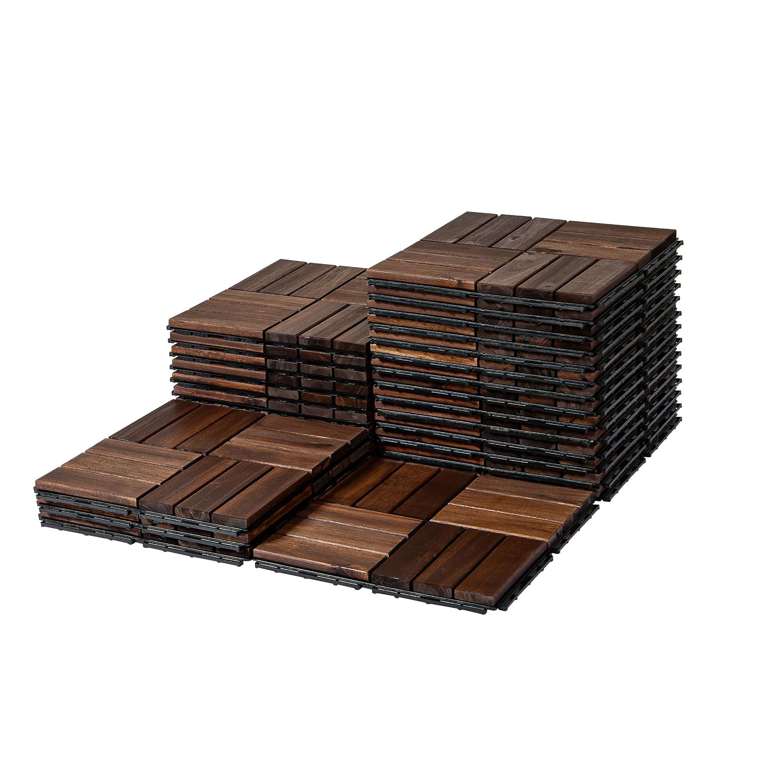 VICTORY RELAX Natural Acacia 12X12 Interlocking Wood Deck Tiles for Balcony, Gar