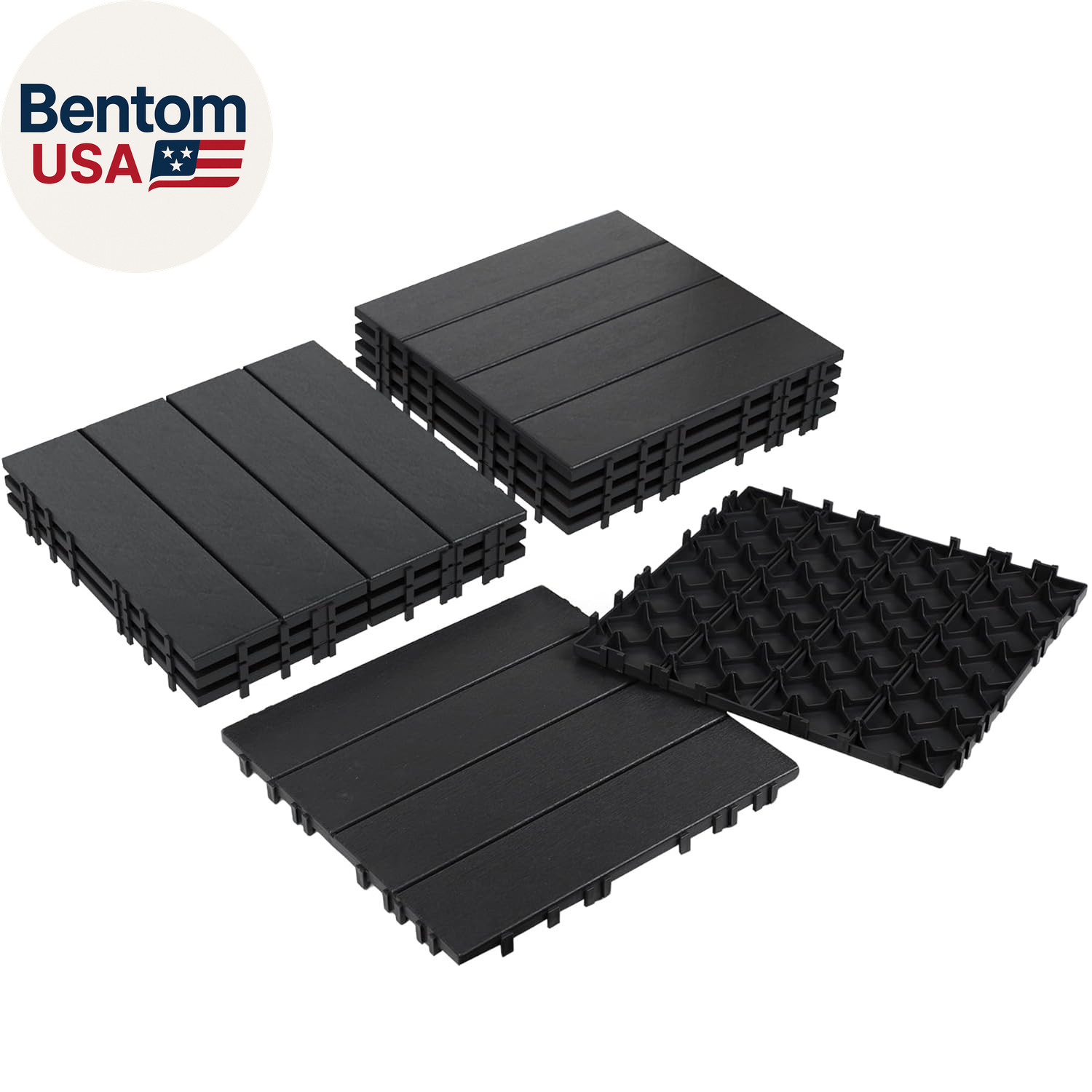 9PCS Plastic Interlocking Decking Tiles 12″ X 12″, 9 Sq. Ft Waterproof Outdoor F