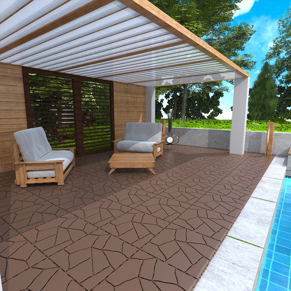 44Pcs Interlocking Patio Deck Tiles Plastic Floor Tile 12×12 in Porch Poolside
