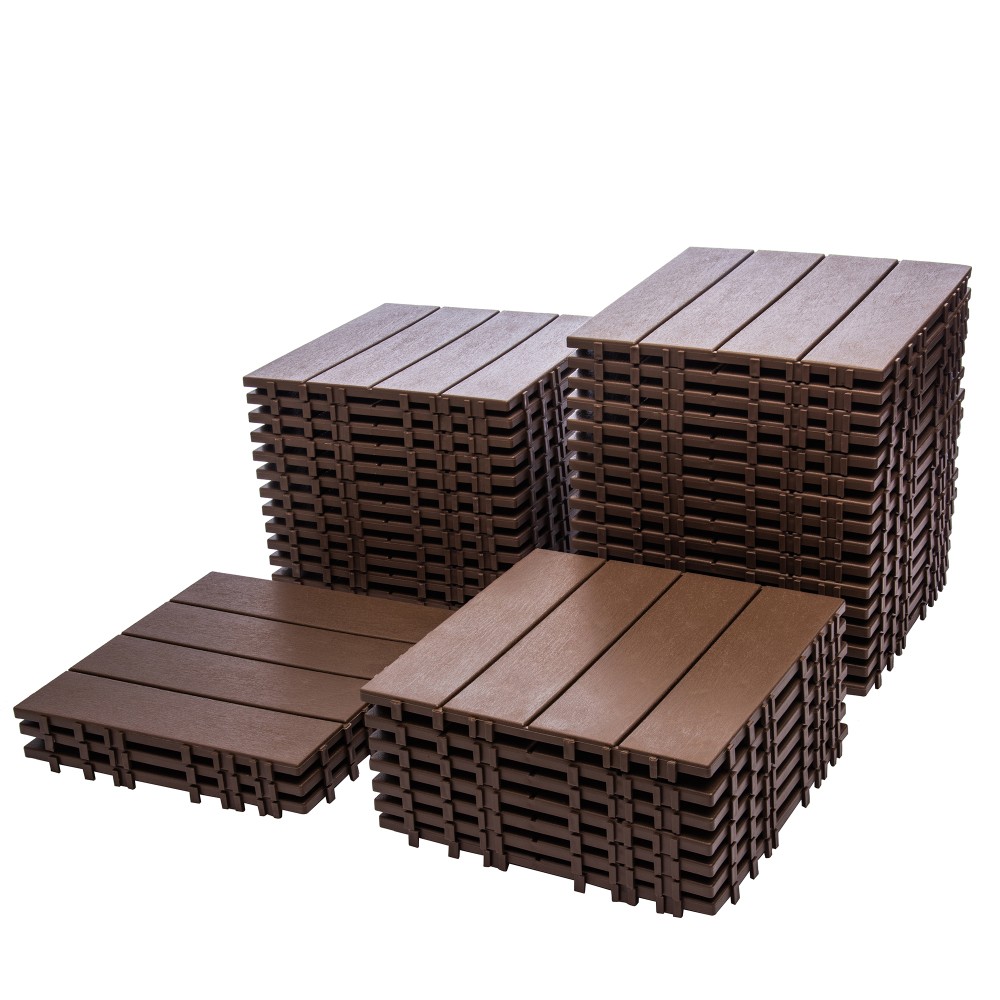 11.42″x11.42″ Plastic Interlocking Deck Tiles – 61.60 Sq.Ft Outdoor Plastic