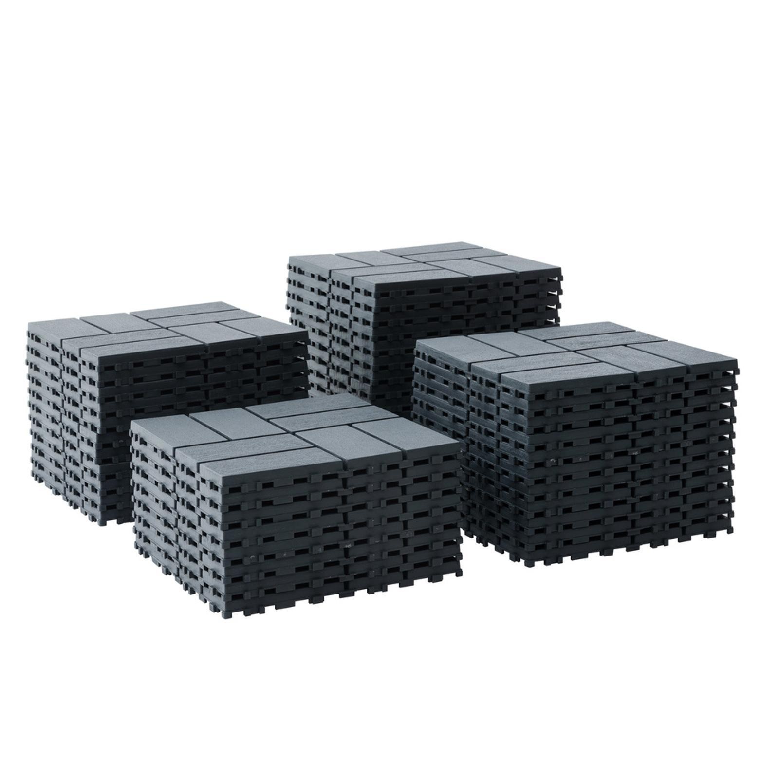 Grey All-Weather Interlocking Deck Tiles – 44 Pack Sturdy 12×12 Patio Tiles for