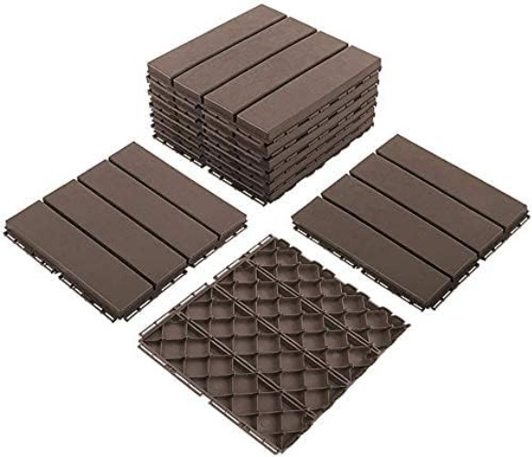 Waterproof Dark Brown Interlocking Tiles – Perfect for Garden and Patio Use