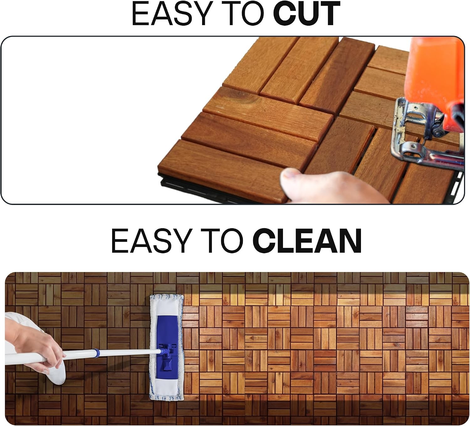 Wood Interlocking Deck Tiles – 12″X12″ Indoor & Outdoor Flooring Tiles
