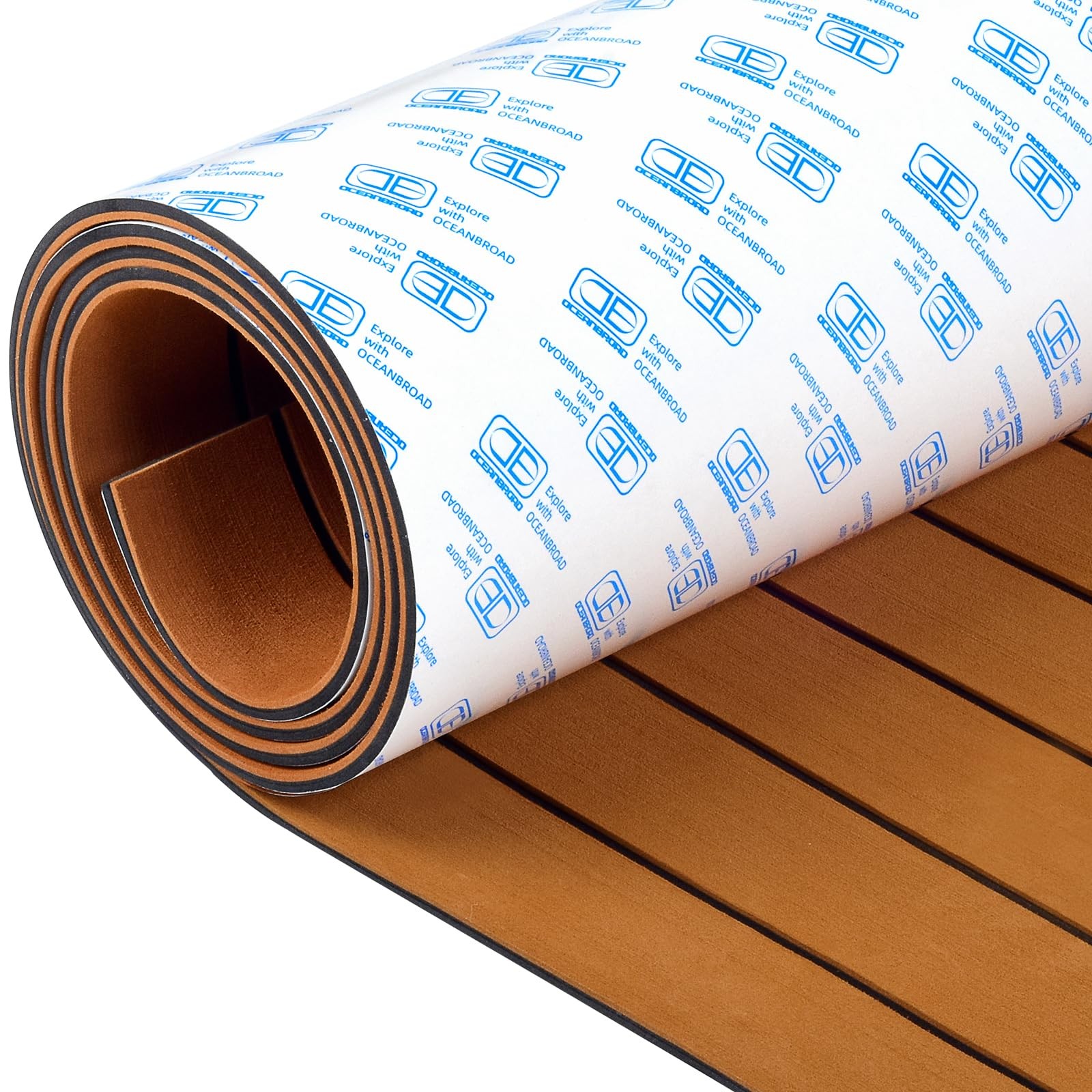 Boat Flooring EVA Foam Self-Adhesive 96”X45.6”/36”/28.8”/16.8” Faux Teak Ma