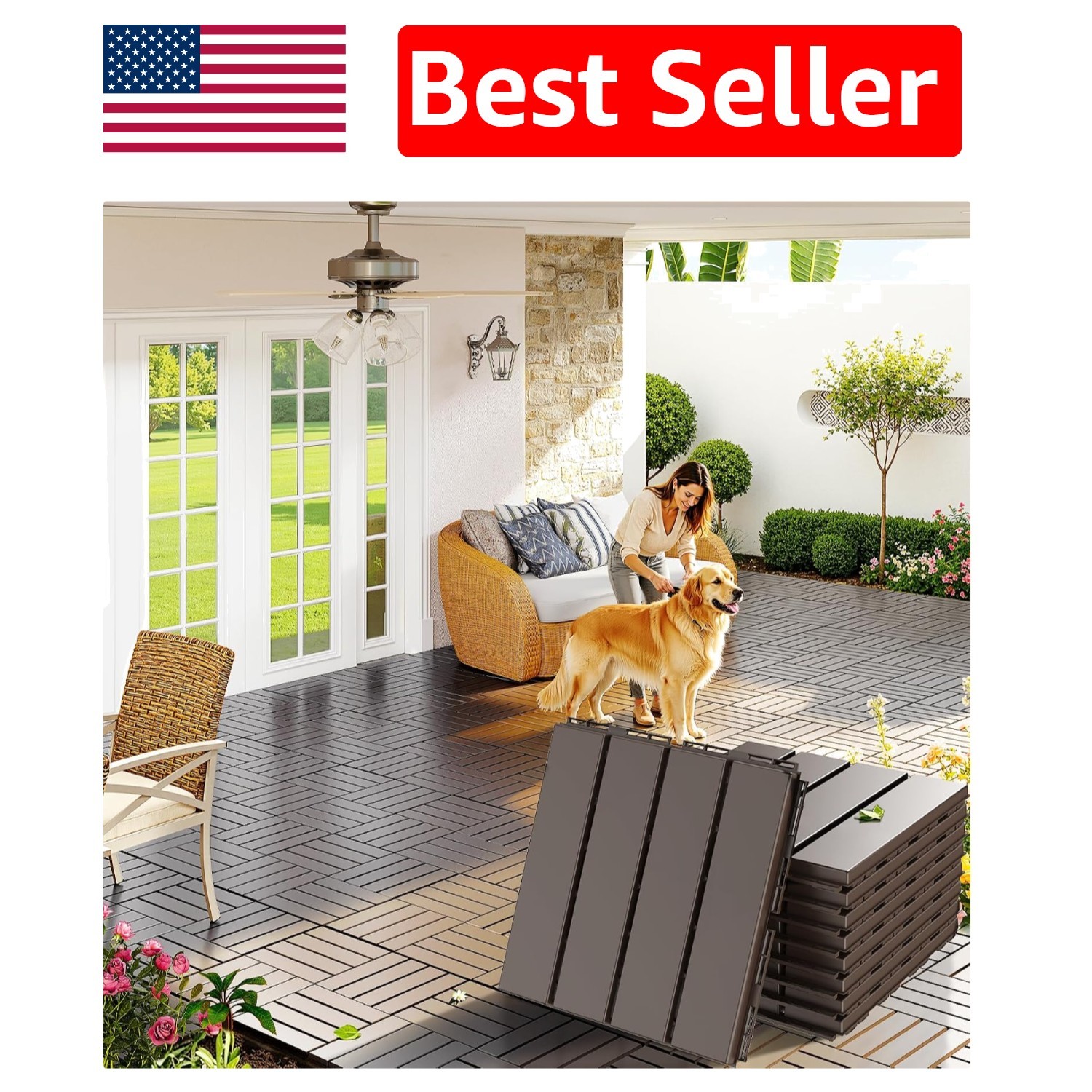 Durable Waterproof Interlocking Deck Tiles, 9 Pack, Perfect for All-Weather Use