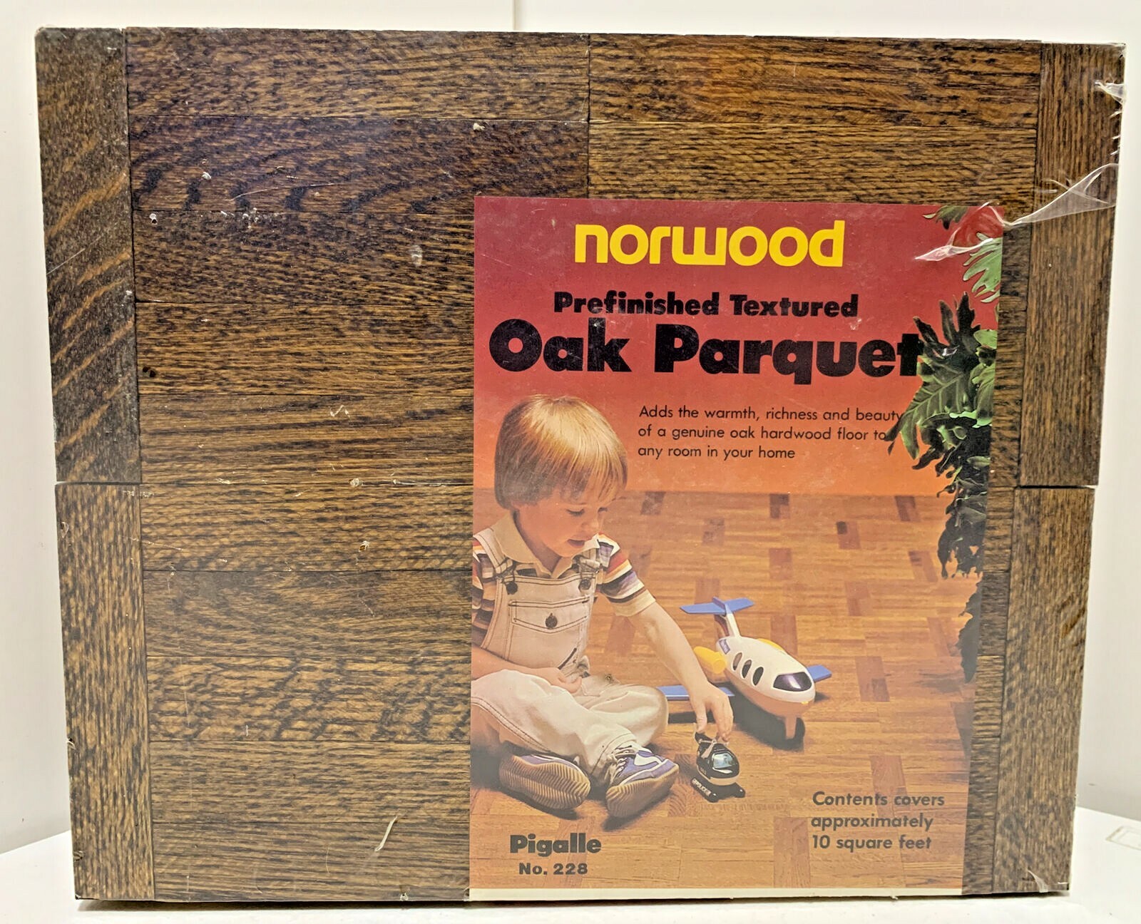 NOS Oak Parquet Flooring 6 Finger 5-3/4”x4-3/4”x5/16” Norwood 10’sq Vintage 70’s