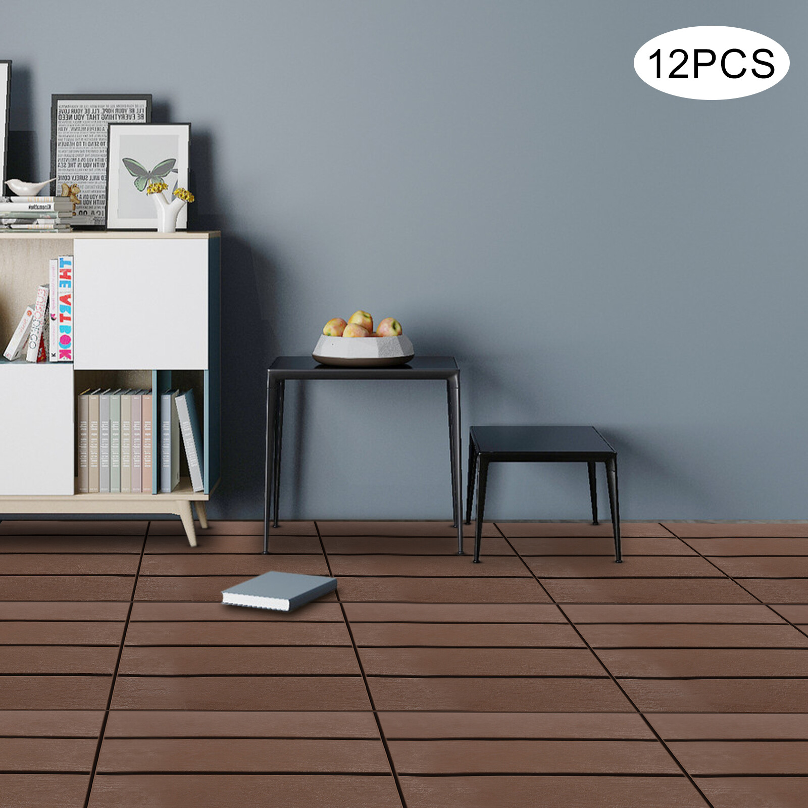 Balcony Flooring 12-Pack Interlocking Deck Tiles 12x12in Floor Tiles Flooring