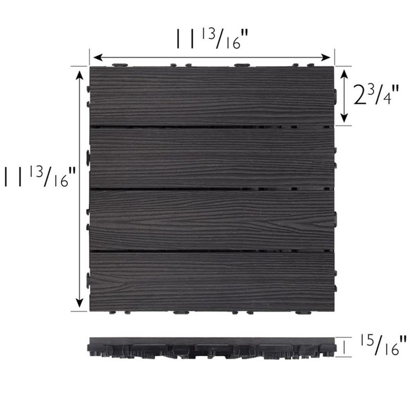 Interlocking Waterproof Deck Tiles Wood Composite Outdoor Patio Flooring 6 Pack
