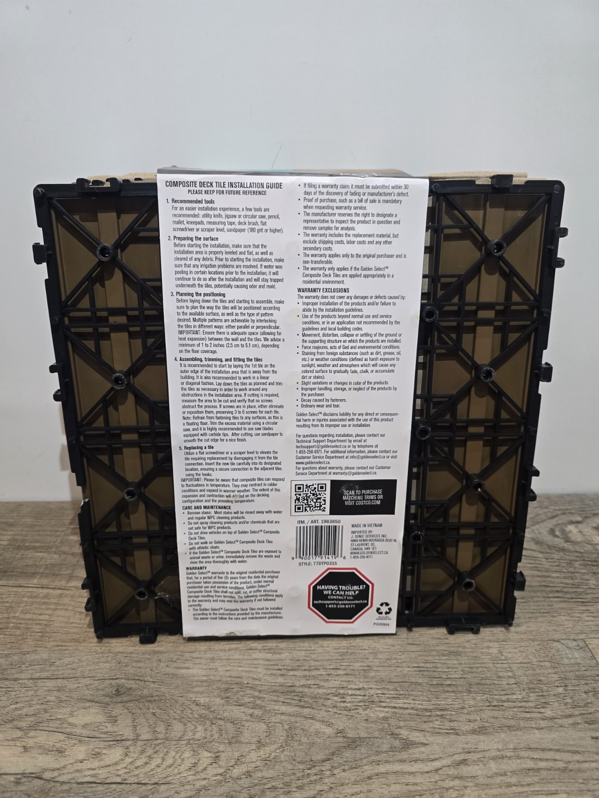 Golden Select Composite Deck Tiles Light Brown Patio Interlocking 8 Pack 1983850