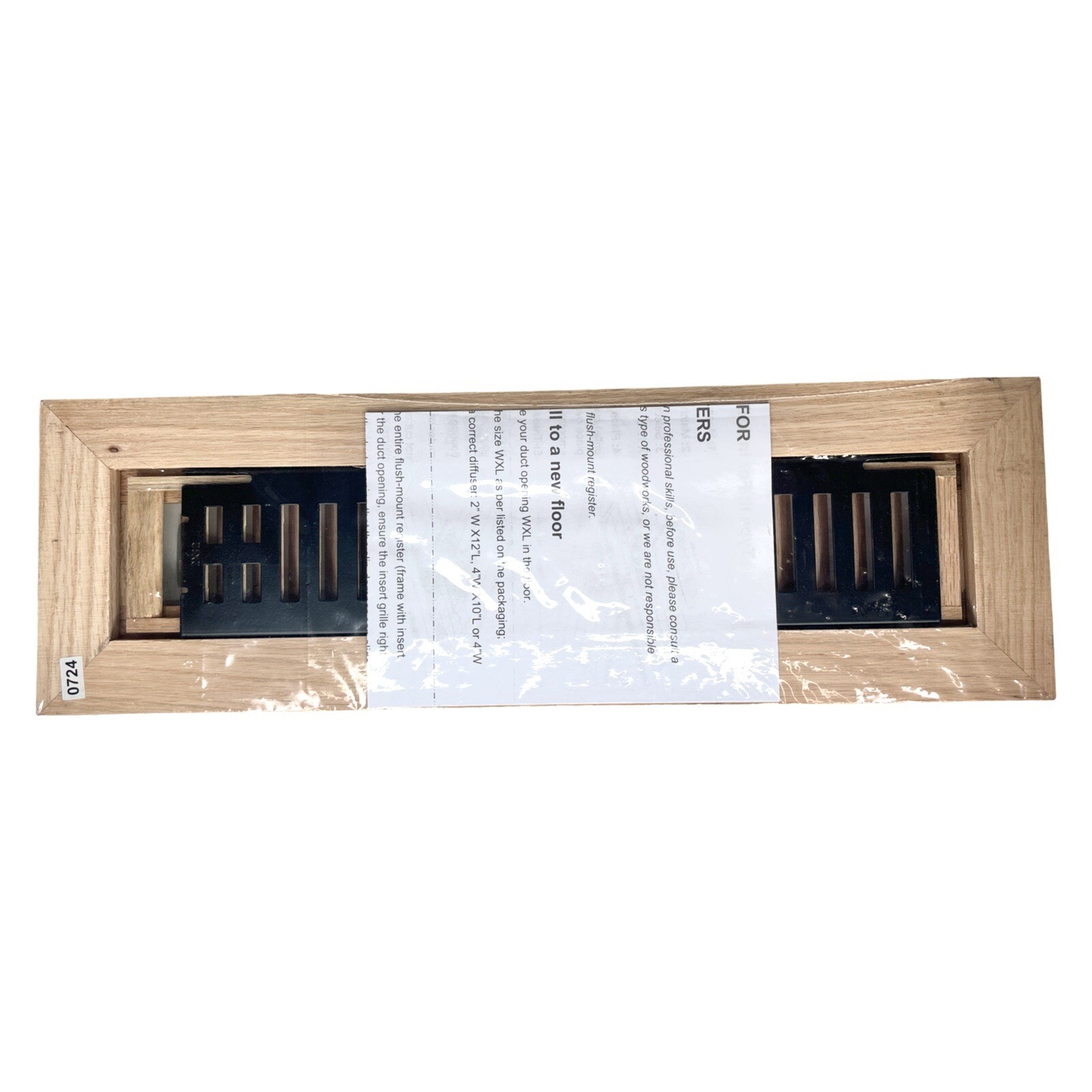 Oak 2 X 12 Wood Vent/Register – Flush Mount With Damper