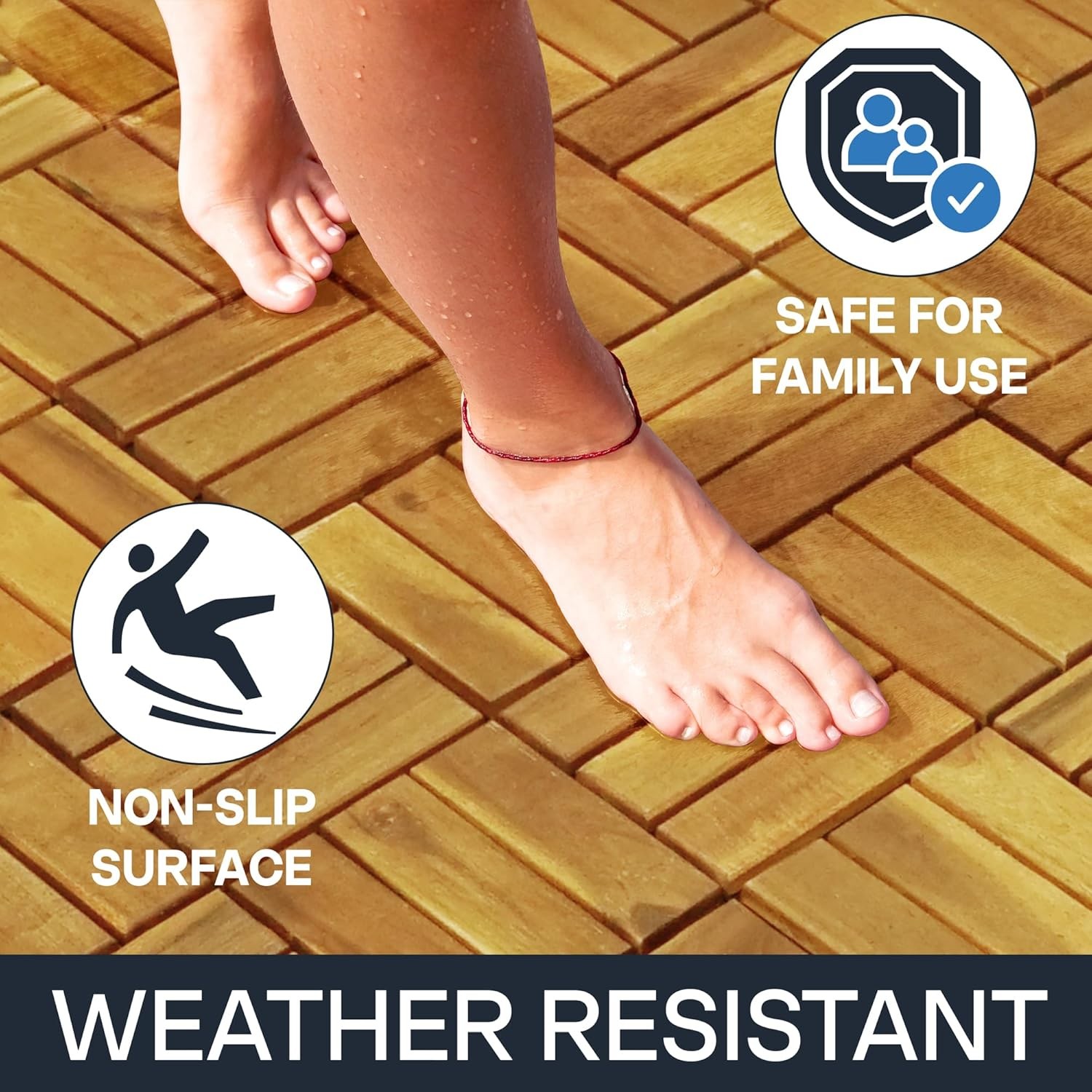 Interlocking Deck Tiles 12”x12”, Acacia Wood Patio Tiles