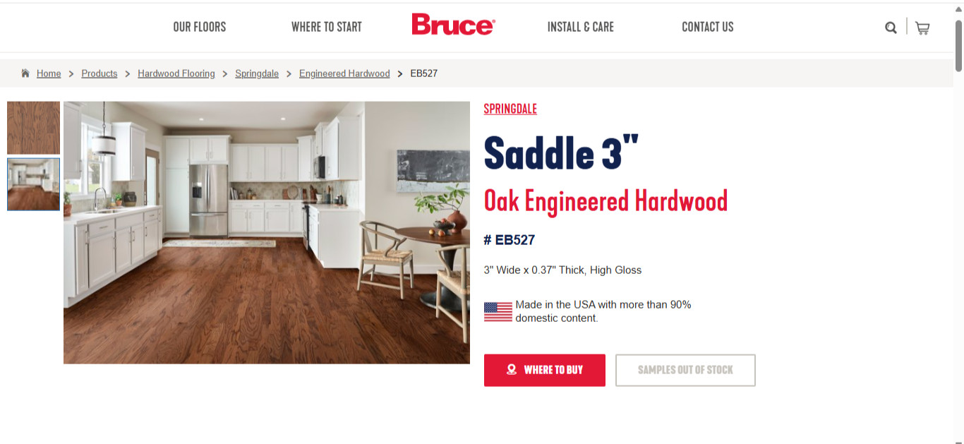 Bruce Oak Flooring (25 Sq Ft/Case) 3/8”t x 3“w X 48” long Hardwood USA