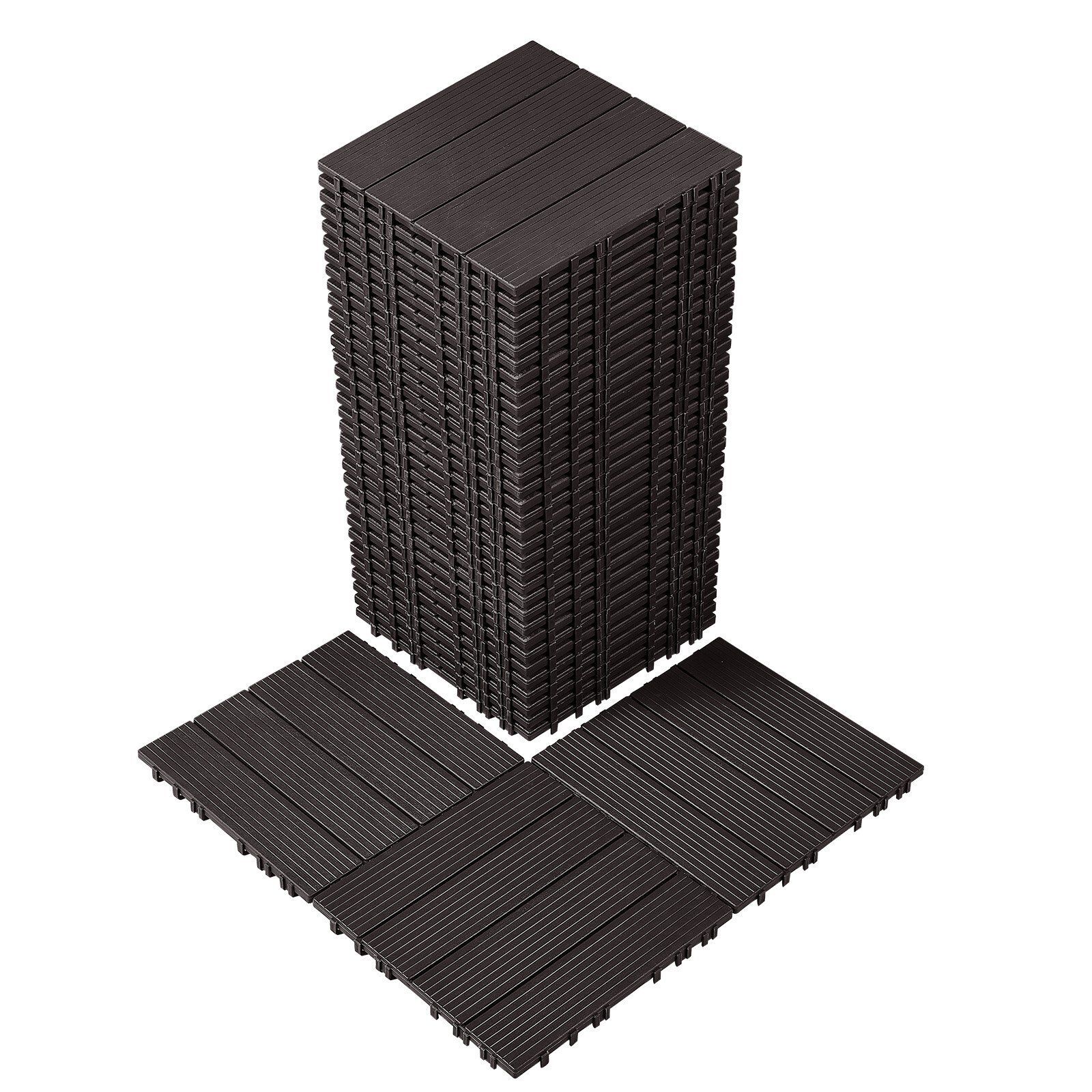 Interlocking Deck Tiles 36 Pack 12″ x 12″ Waterproof for Porch Dark Brown