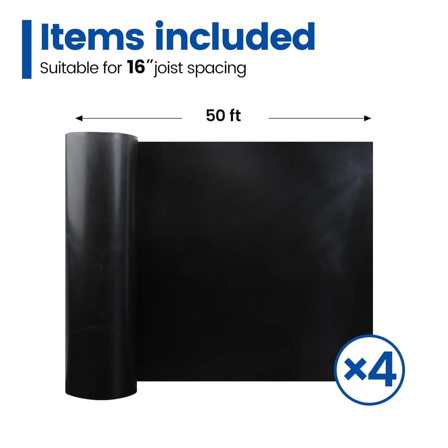 4 PCS 50FT Black Under Deck Drainage System Trough HDPE Waterproofing Membrane