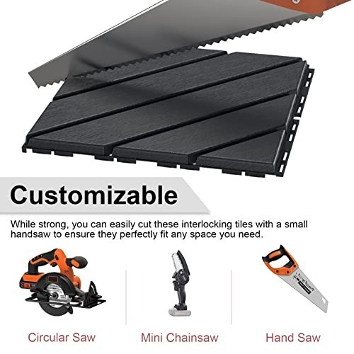 9 Pack Interlocking Deck Tiles 12×12 Patio Pavers Heavy Duty Plastic Outdoor