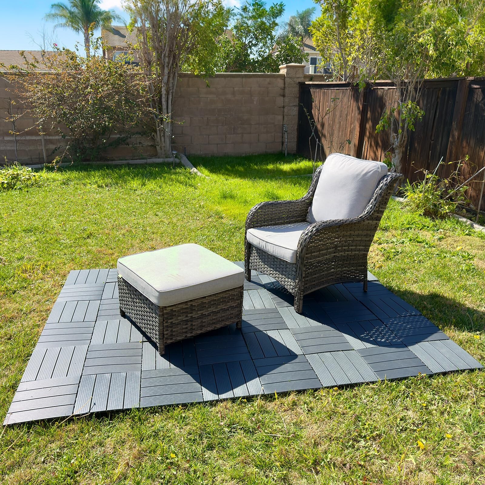9 Pack Plastic Interlocking Deck Tiles, Patio Deck Tiles Waterproof Outdoor F…