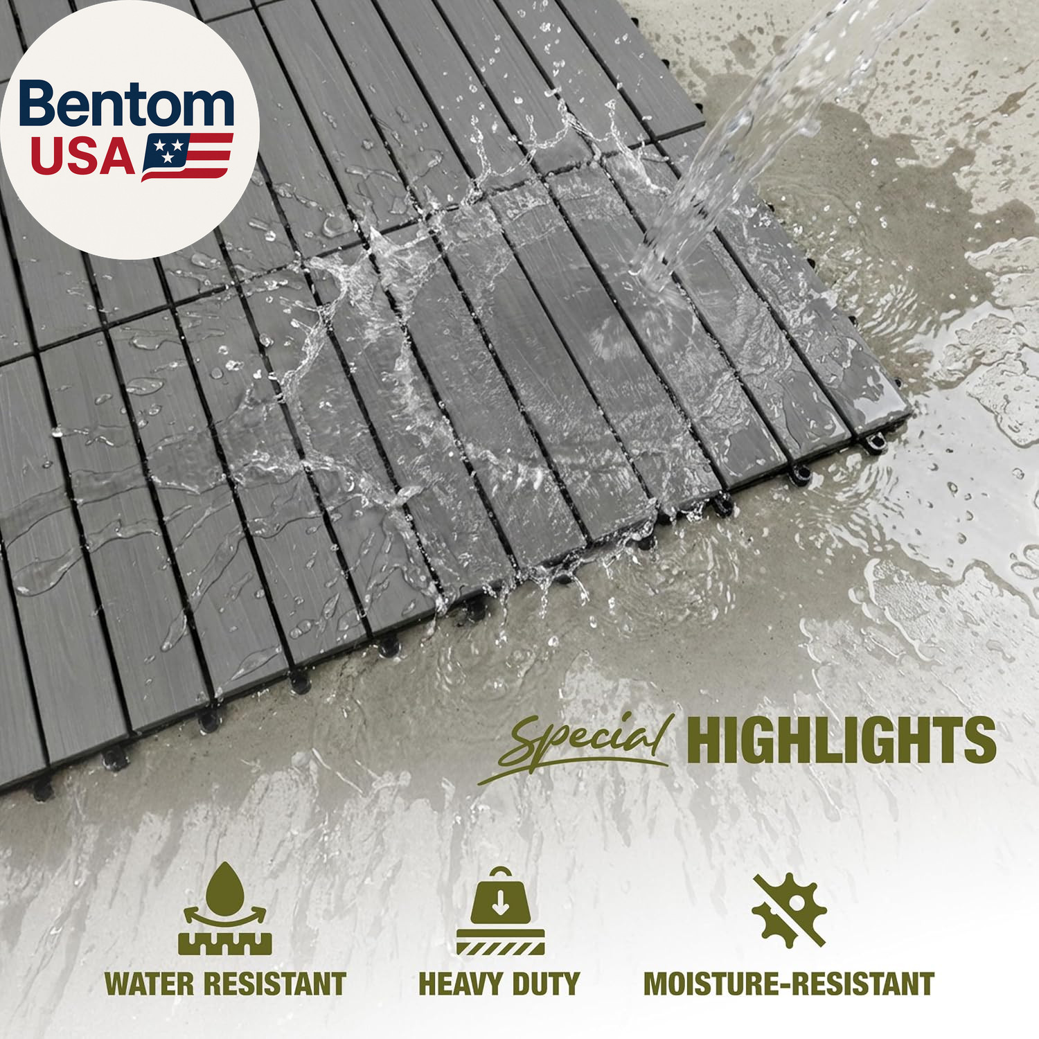 Premium Acacia Wood Interlocking Deck Tiles, 9 PCS 12″X12″X0.9″ Patio Flooring,