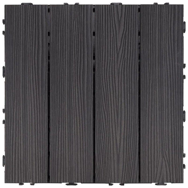 Interlocking Waterproof Deck Tiles Wood Composite Outdoor Patio Flooring 6 Pack