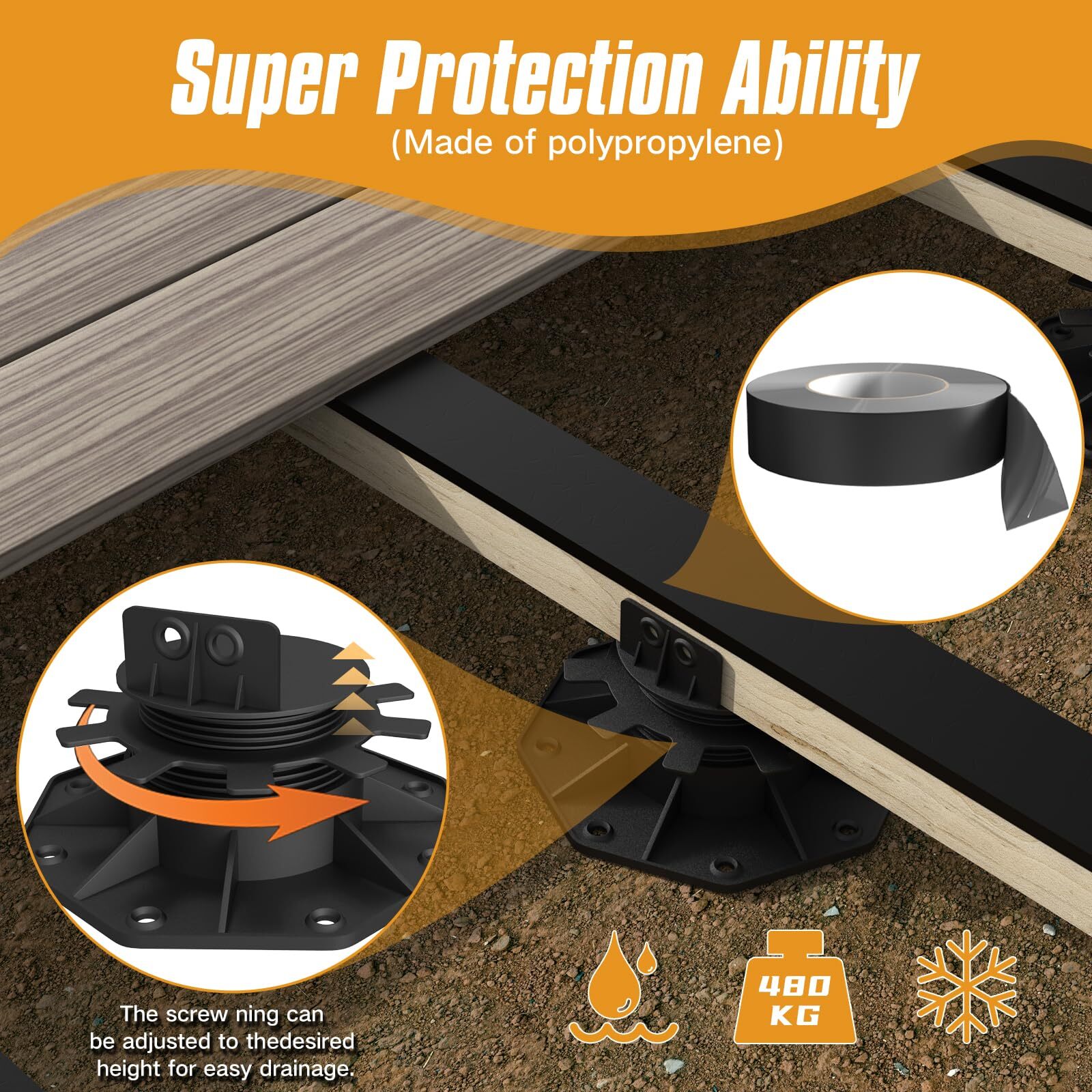 12 Pack Adjustable Deck Support Pedestal High Load Pedestal Deck Foundation B…
