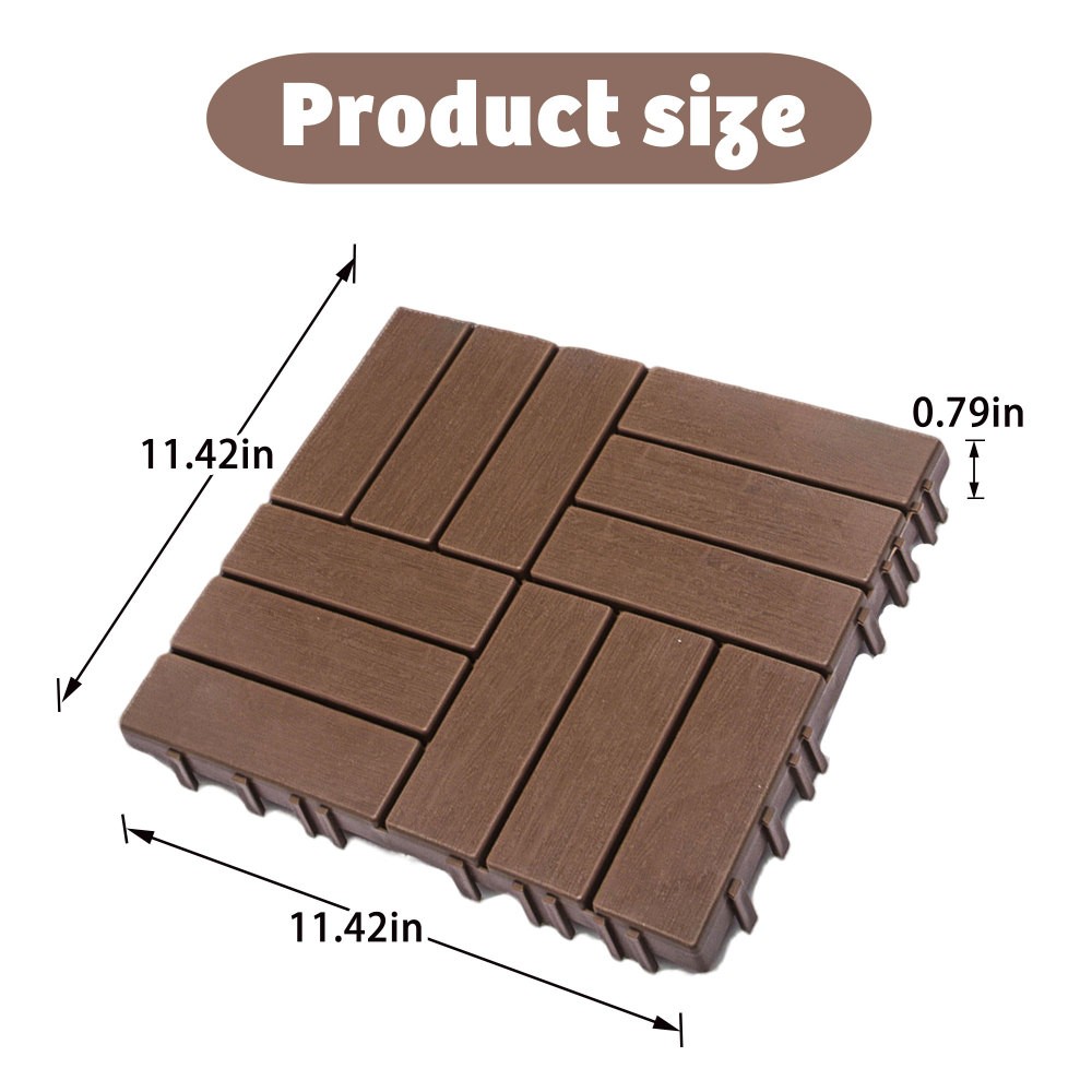 11.42″x11.42″ Plastic Interlocking Deck Tiles – 61.60 Sq.Ft Outdoor Plastic