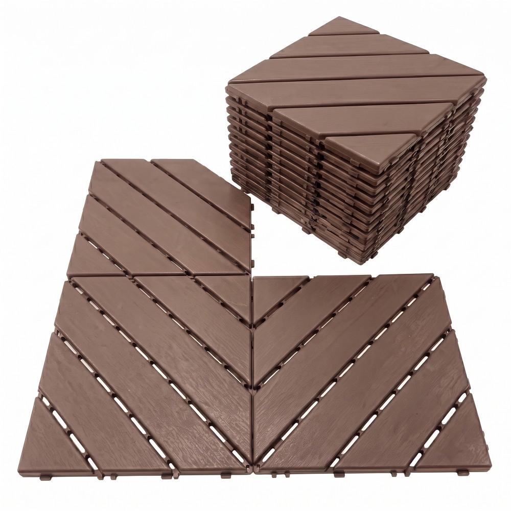 44x Plastic Interlocking Deck Tiles 12″x12″ Waterproof Non-Slip Patio Flooring