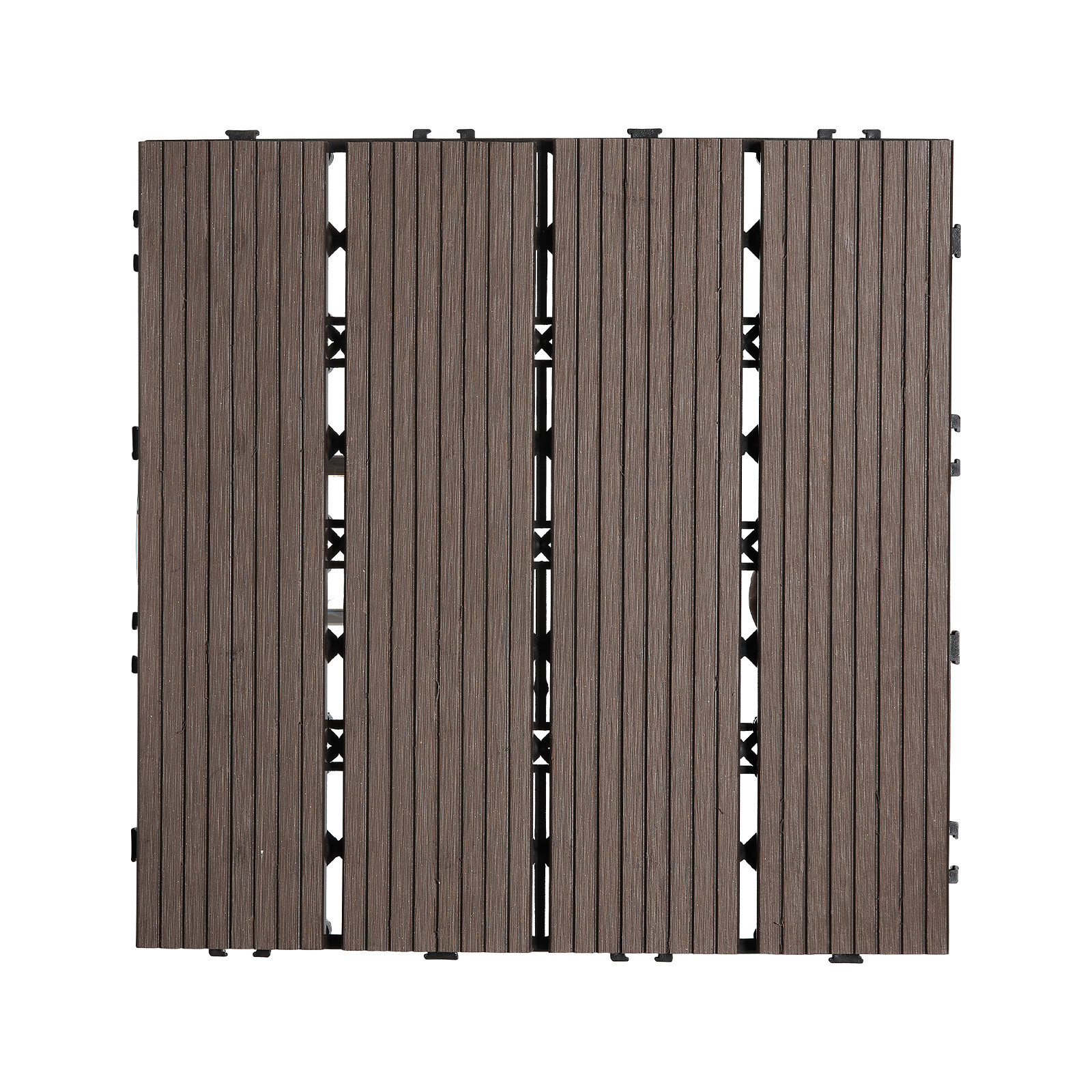 VEVOR 27pcs Deck Patio Tile Interlocking Plastic Wood Flooring Pavers 12”x12”