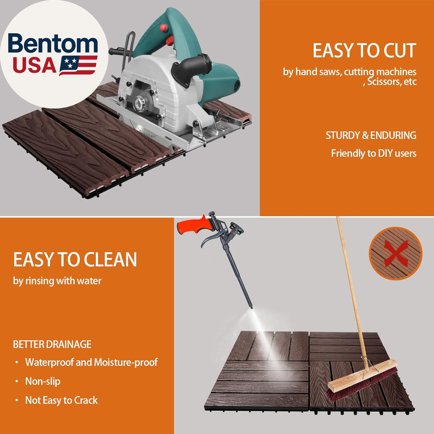 Polymer Composite Interlocking Deck Tiles Outdoor,12X12 Thick Composite Patio Fl